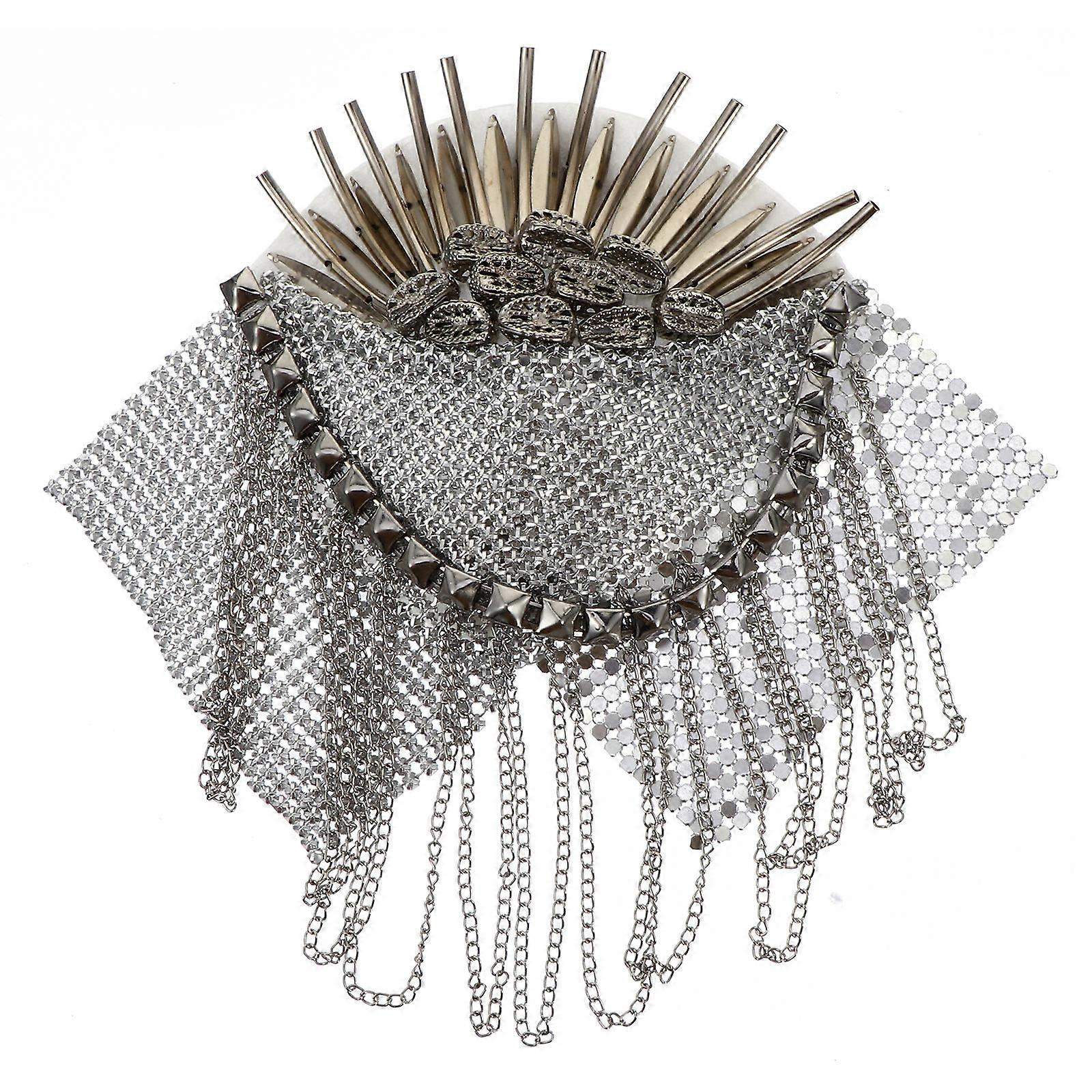 Rhinestone Tassel Shoulder Brooch Electroplating Process Square Vintage Style Clothes Accessory 1Pc