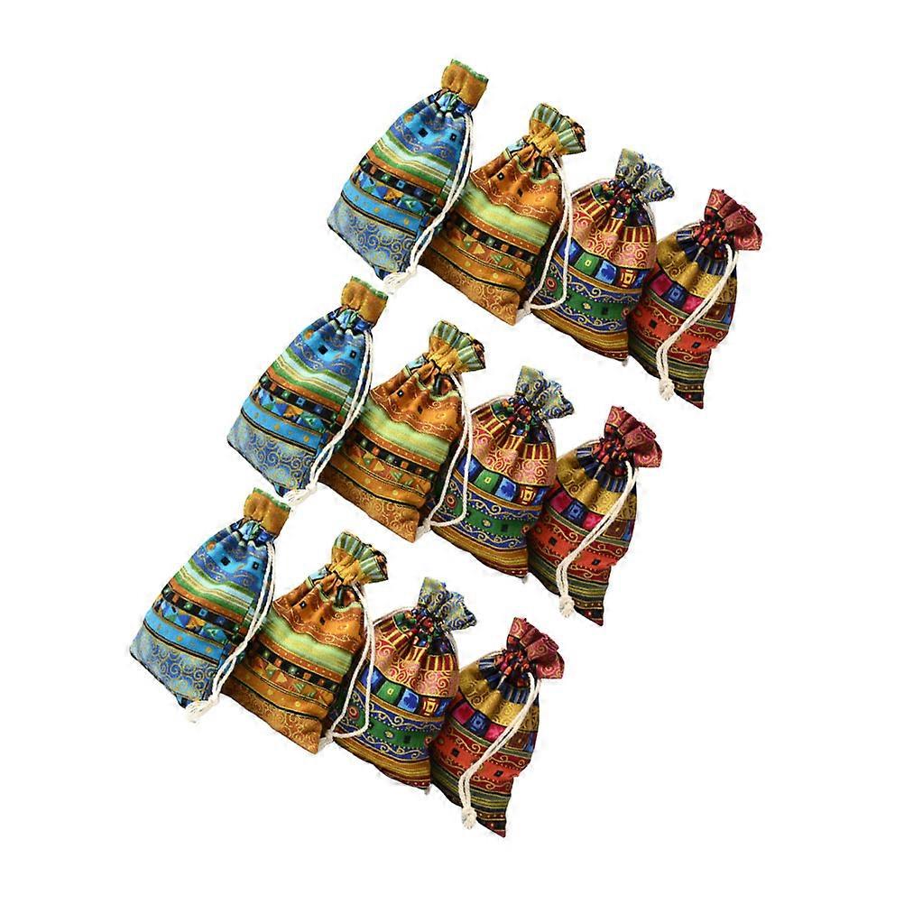 Biscuits Drawstring Bag for Storage Use 12Pcs Cotton Assorted Color Bags