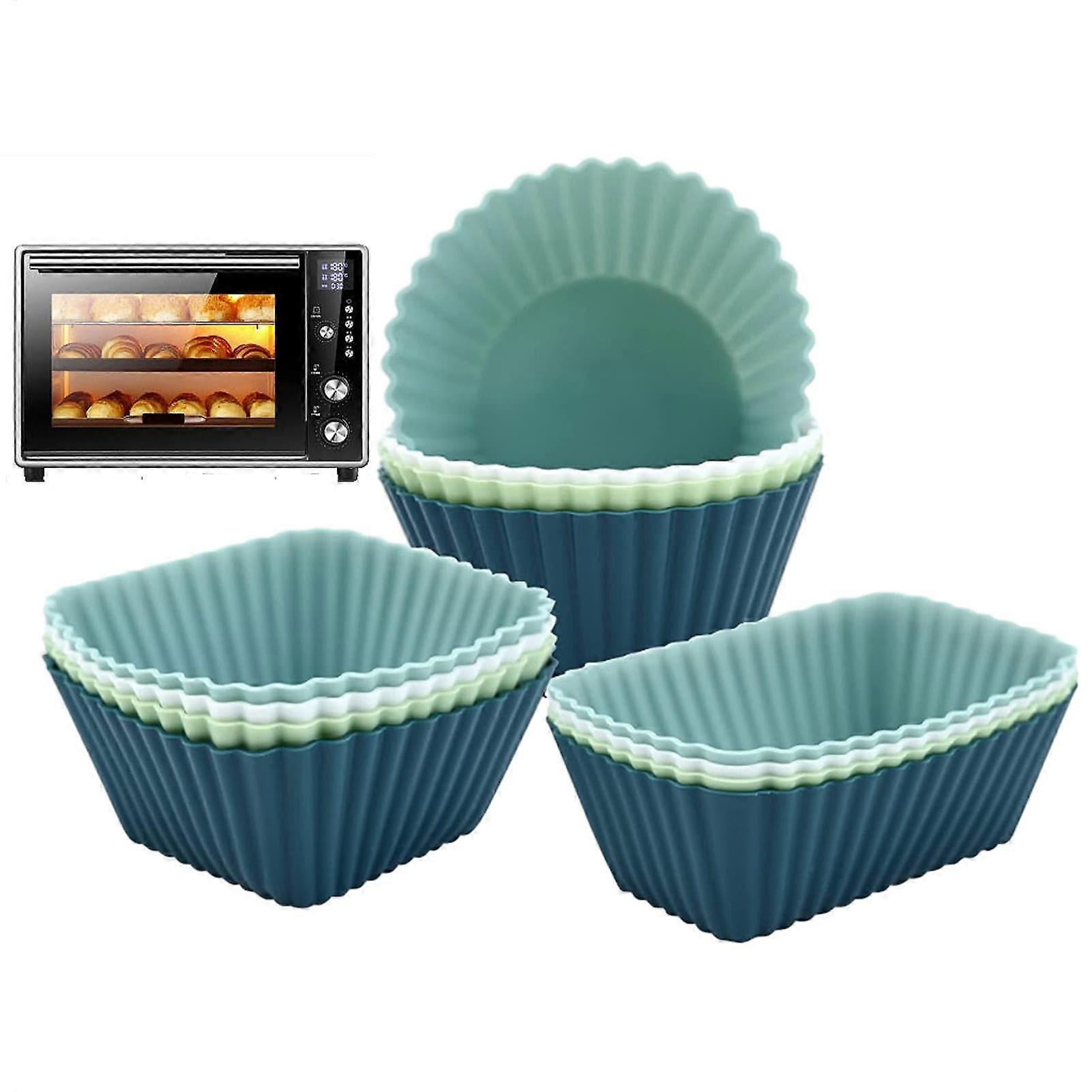 Silicone Baking Cups Reusable Cupcake Liners NonStick Oven Microwave Freezer Safe Assorted Colors