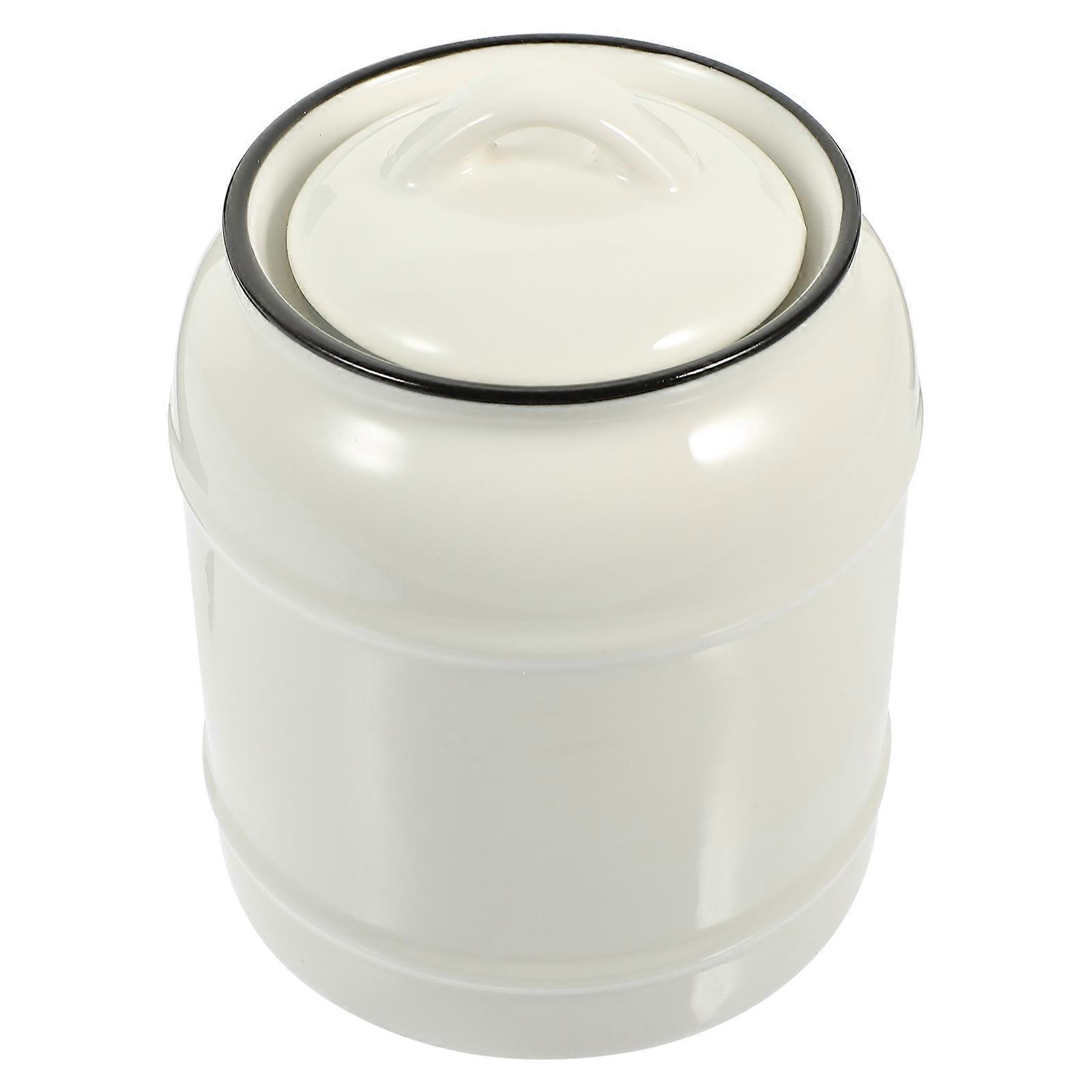White Ceramic Tea Holder with Lid for Storage Use Smooth Surface and Dustproof Design 4.2 inch