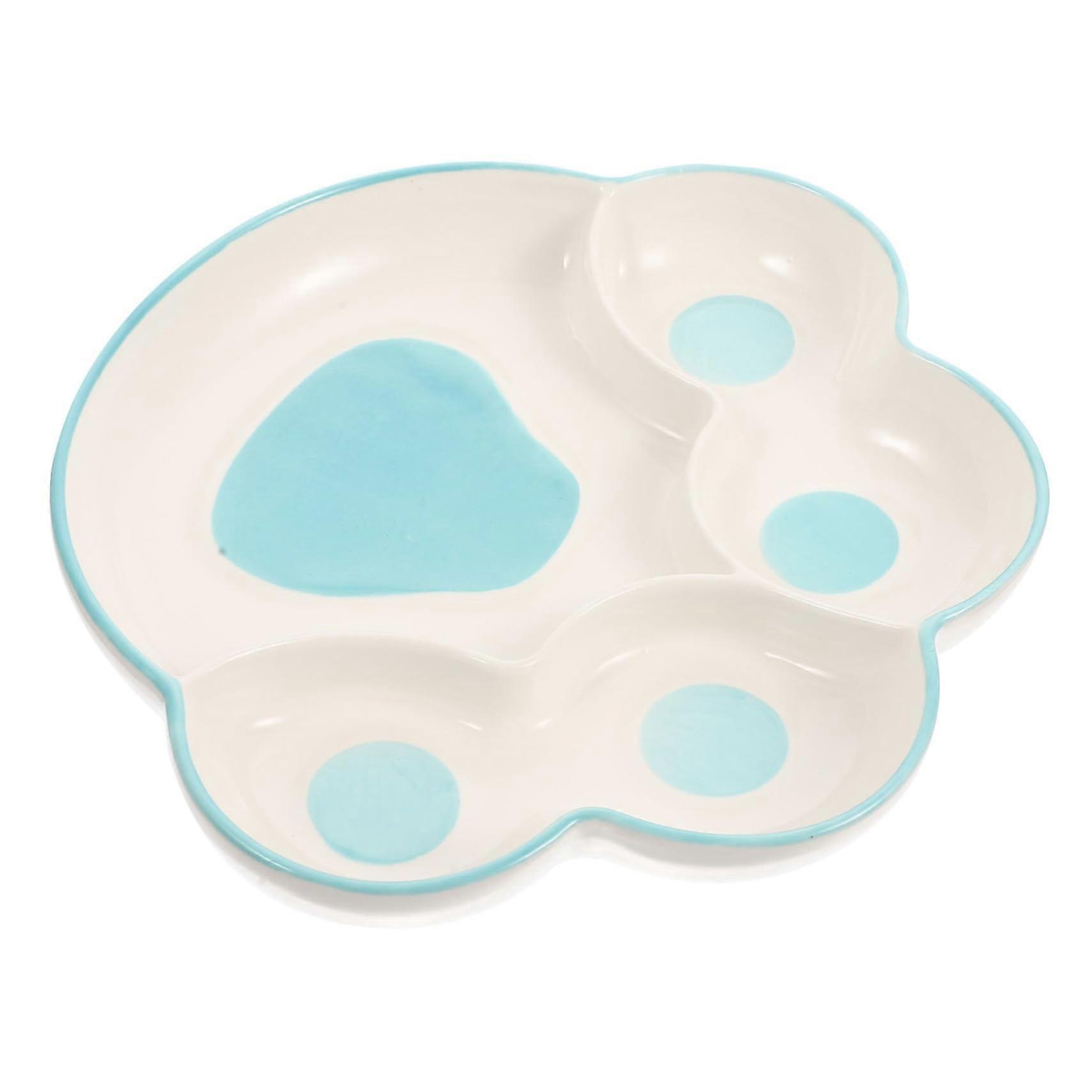 Ceramic Divided Toddler Snack Plate with MultiGrid Design, Microwave Dishwasher Safe