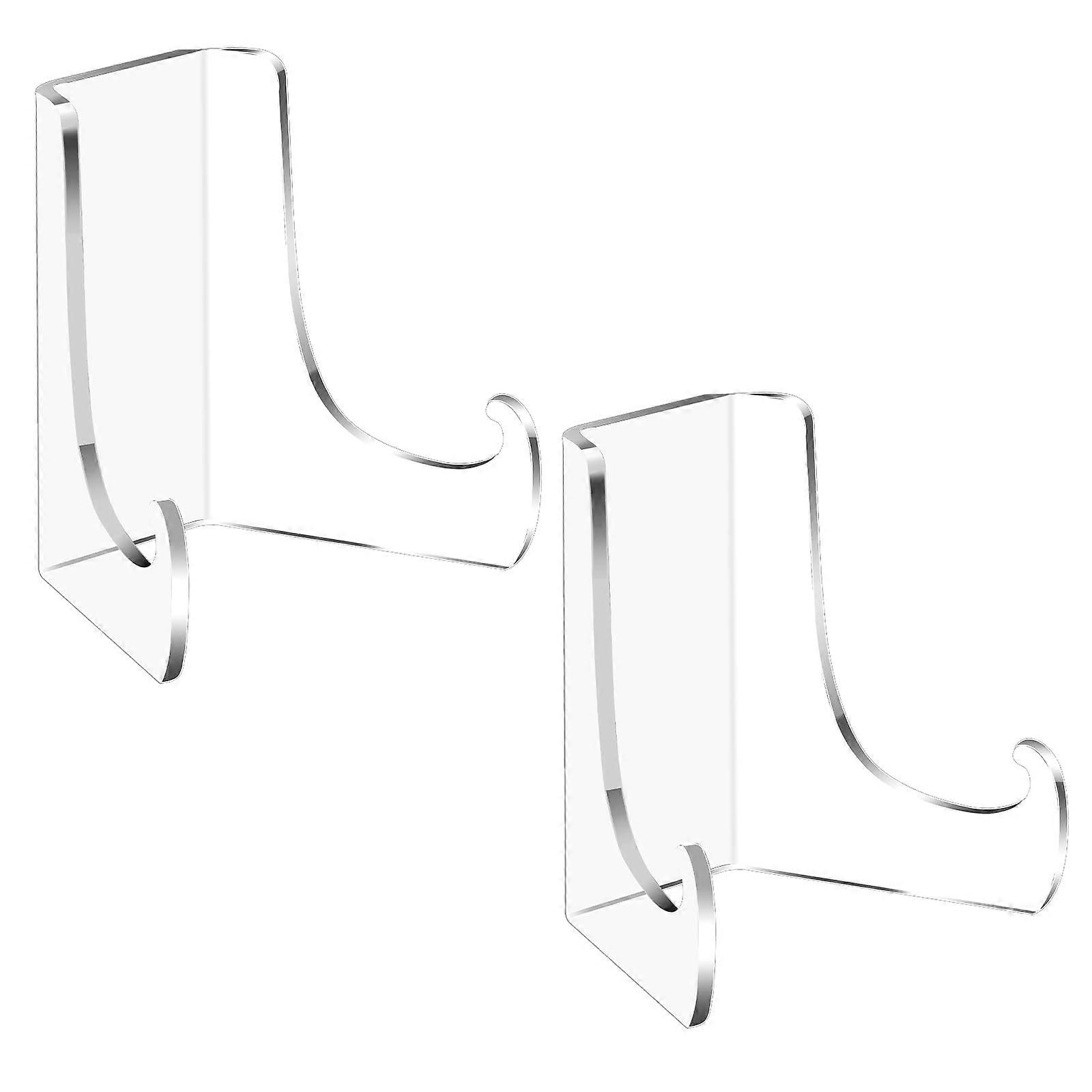 2 Pcs Acrylic Display Stand with Stable AntiTip Base for Cards, Photos, Plates and Frames
