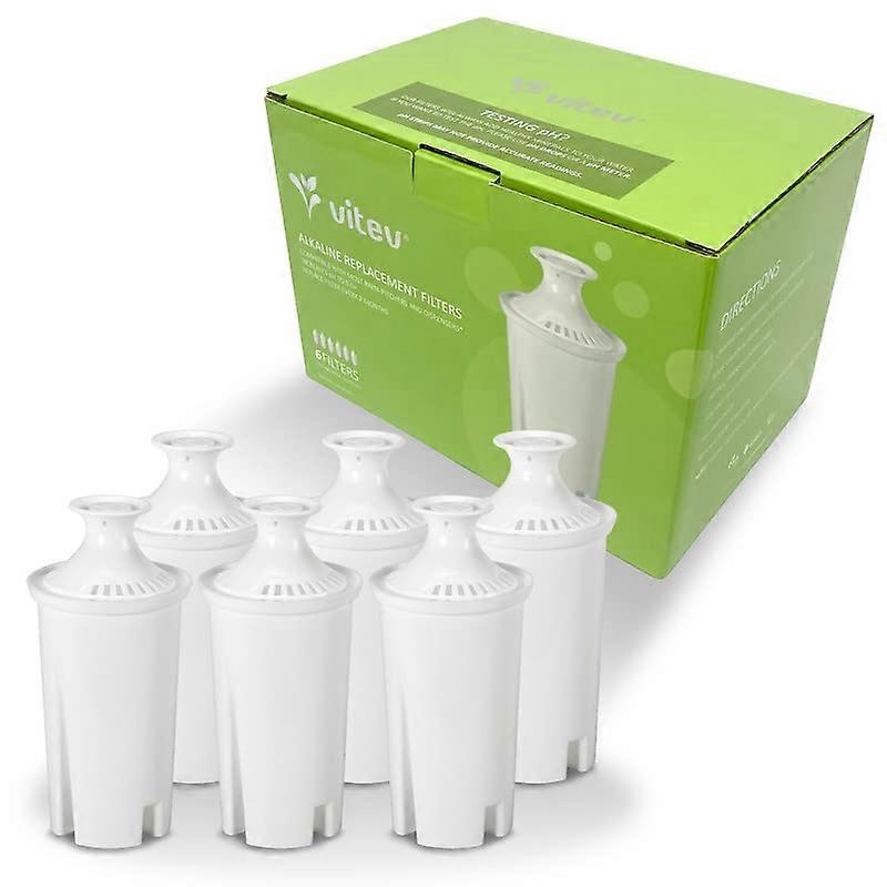 Alkaline Water Filter for Brita Pitcher, pH 8.59.5, Long Lifespan, 6Pack Replacement