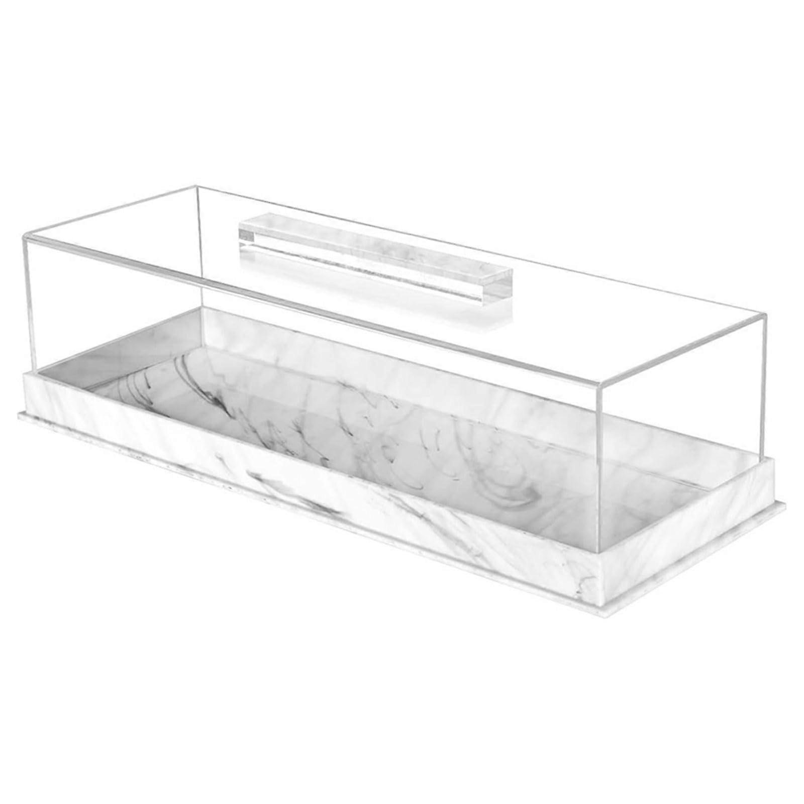 White Rectangular Acrylic Cake Display Box with Clear Lid for Elegant Party and Bakery Serving