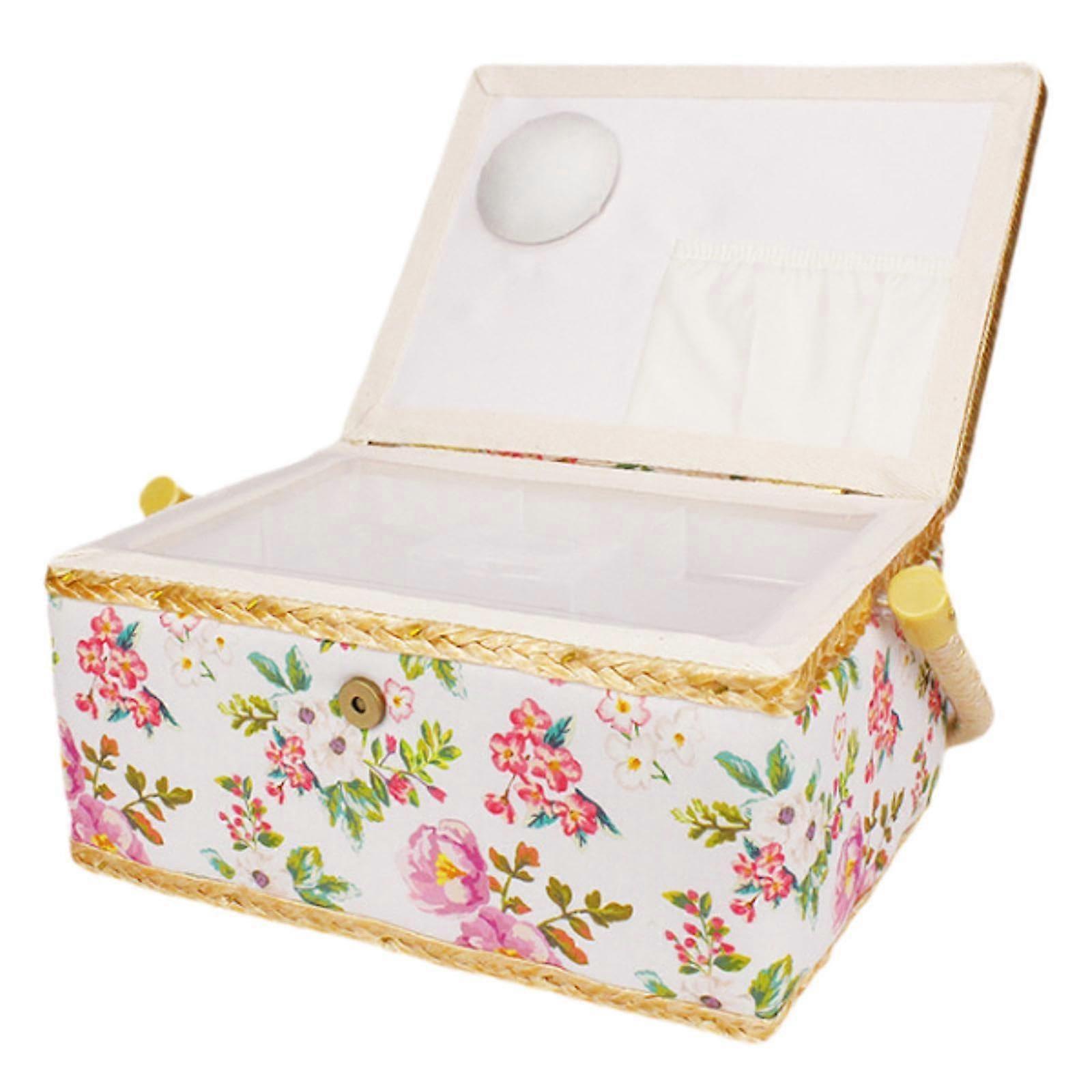 Sewing Thread Organizer with Dustproof Floral Basket for Embroidery Spools and Tools