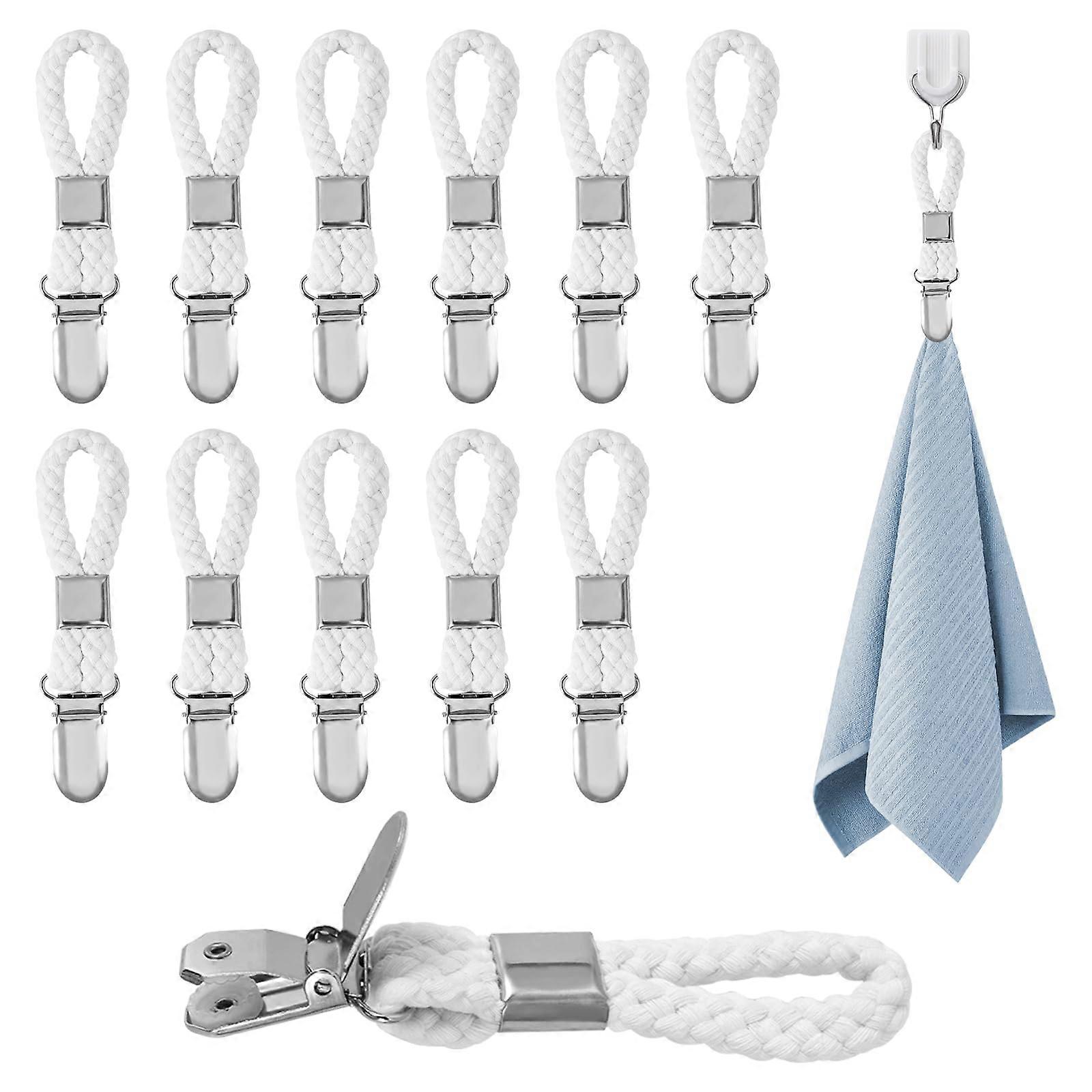 12 Pack Kitchen Towel Clips RustResistant Metal Tea Towel Holders with Loop for Home Kitchen