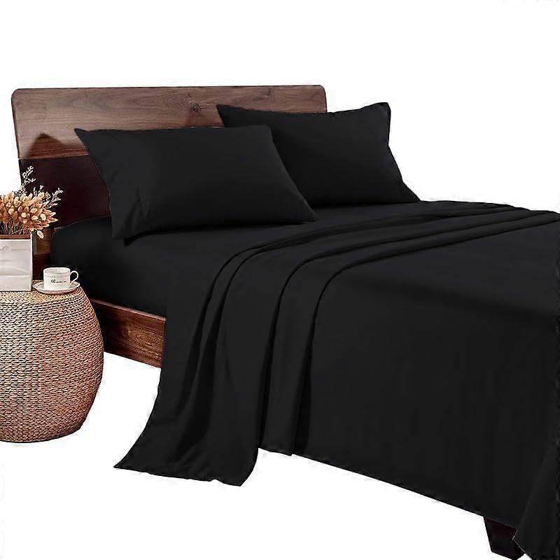 California King Sheet Set 1000TC Pima Cotton Deep Pocket Luxury Sateen Hotel Quality Black 4Pc