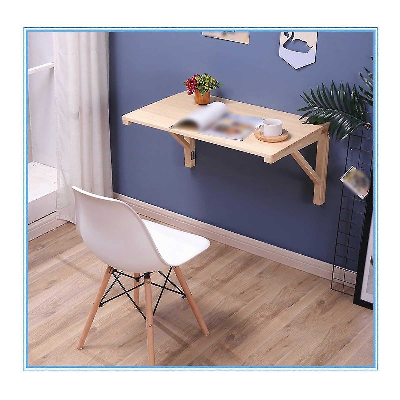 Wall Mounted Foldable Desk 70x50cm Wooden Drop Leaf Table for Small Space Home Office