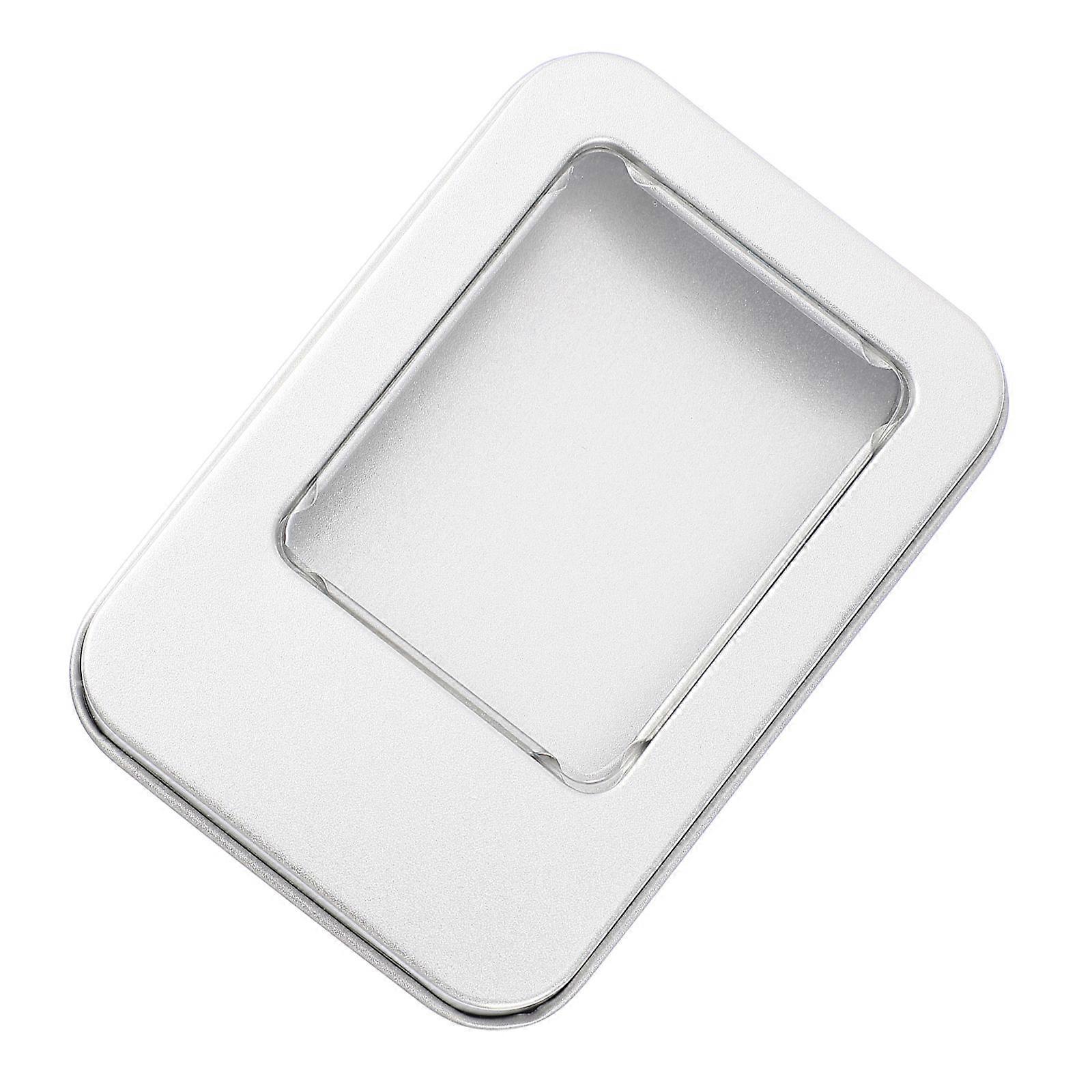 Silver Tinplate USB Drive Case for Storage Organizer with 10Pcs Window