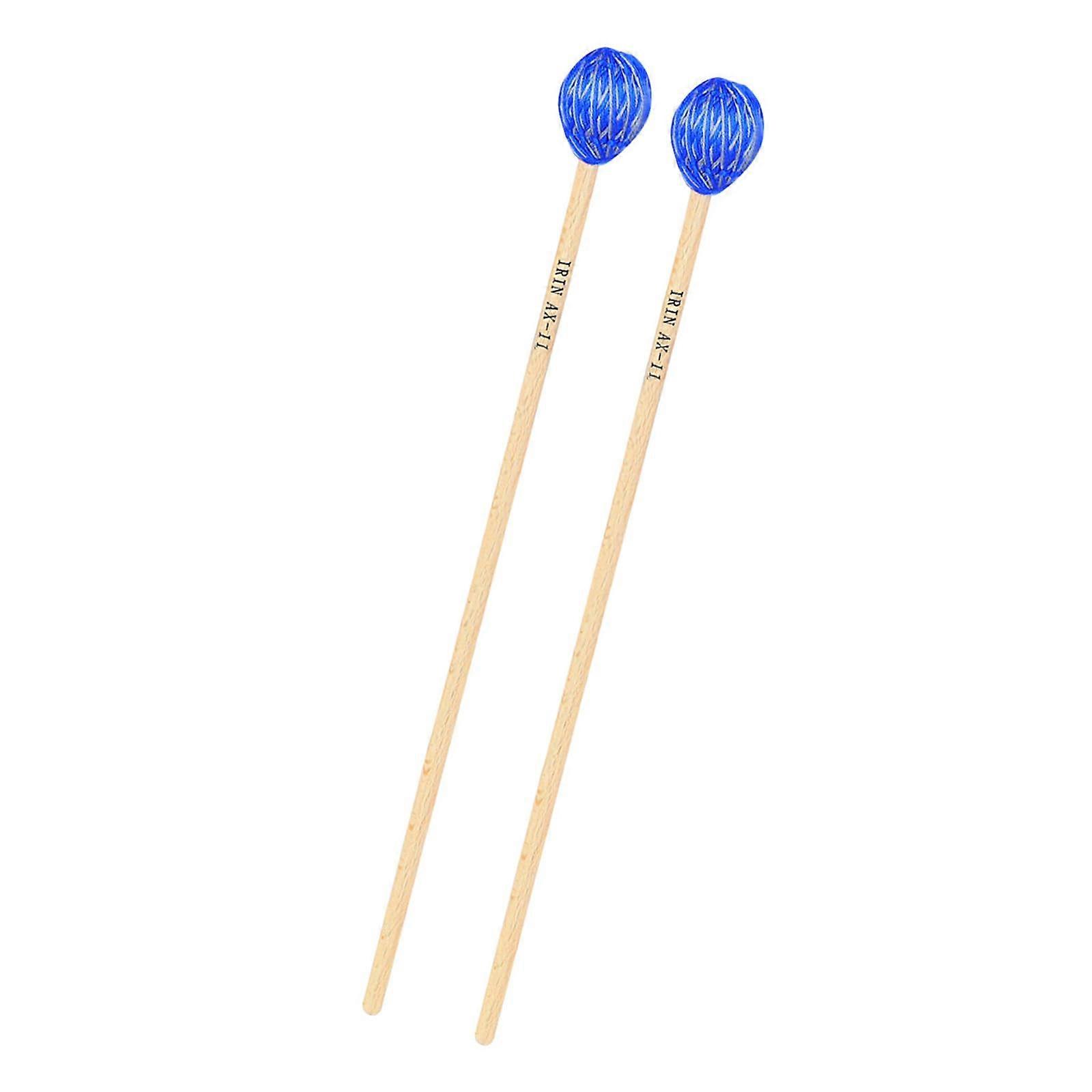 Blue Marimba Mallets Medium Hard Yarn Head Percussion Mallets with Easy Color Identification