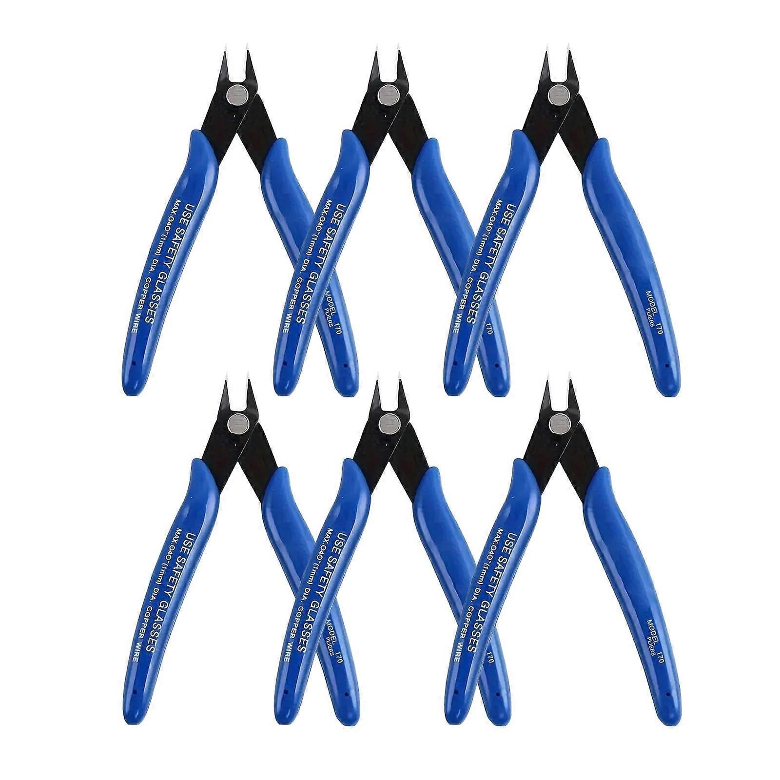 6-Pack 6" Flush Cutters, Spring-Loaded Side Cutting Pliers, compatible with Sharp Diagonal Cutters