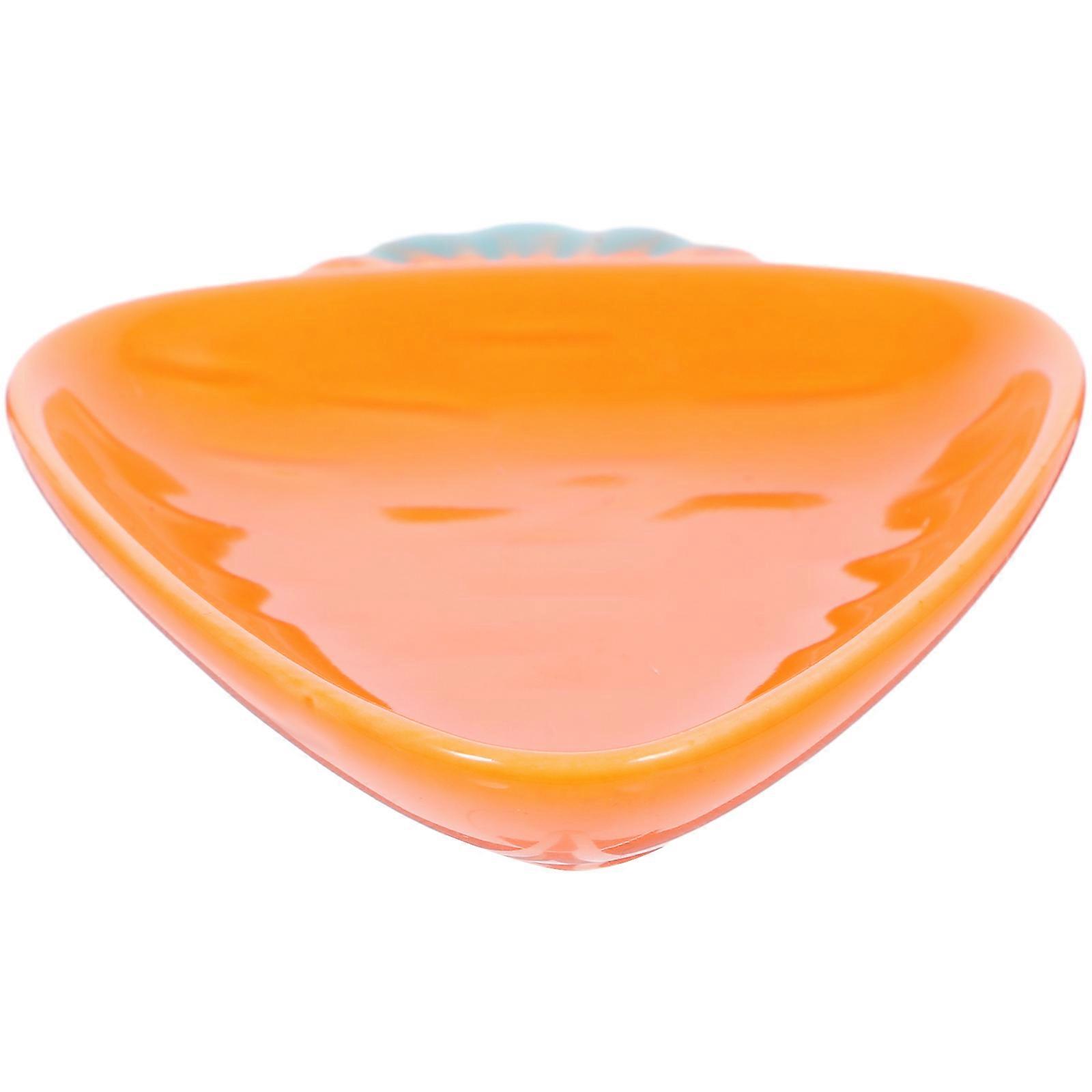 Orange Ceramic Fruit Bowl for Serving with 5Pcs Multifunctional Kitchen Dishes