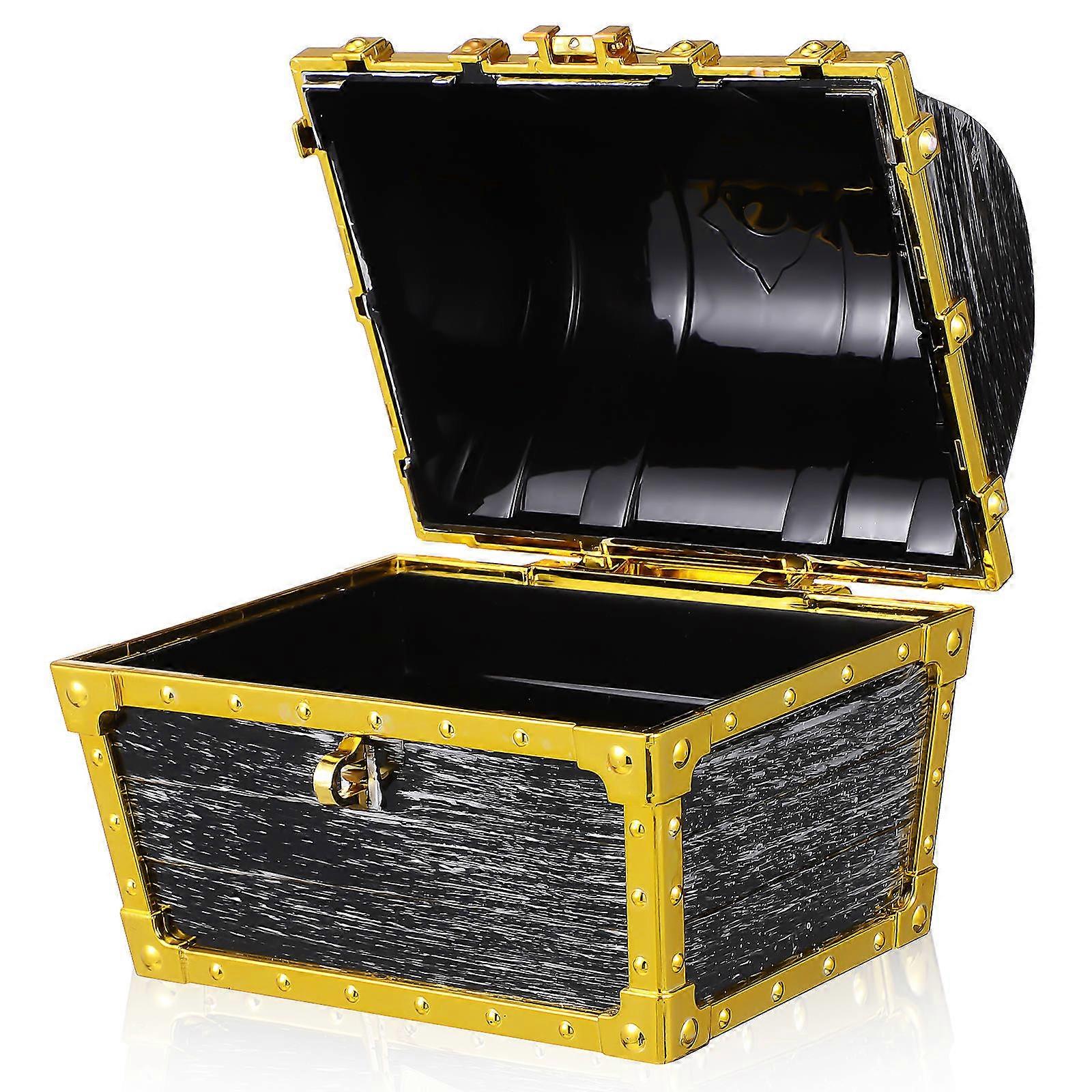 Plastic Treasure Chest Box with Lock for Storage 4Pcs