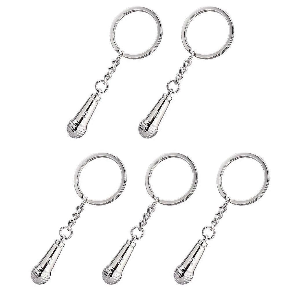 Microphone Keychain 3D Microphone Shaped Key Ring for Decor 5Pcs Set