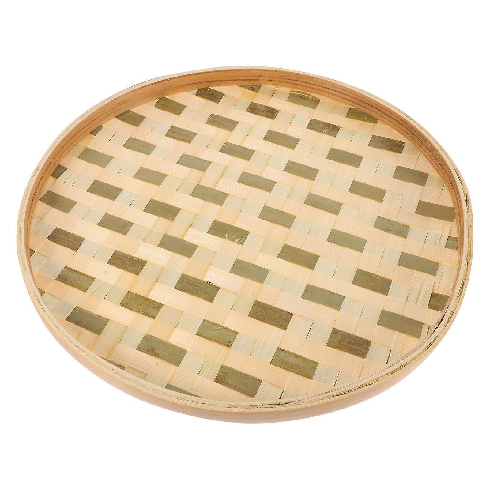 Bamboo Woven Tray for Serving Small Round