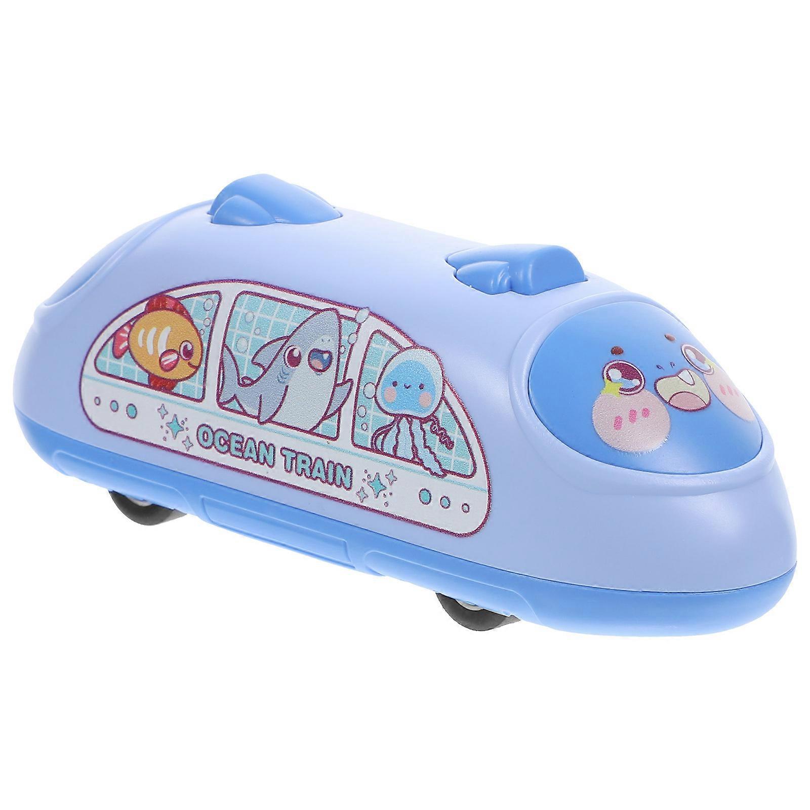 Pull Back Train Toy Blue Plastic Mini Train Model for Kids Use