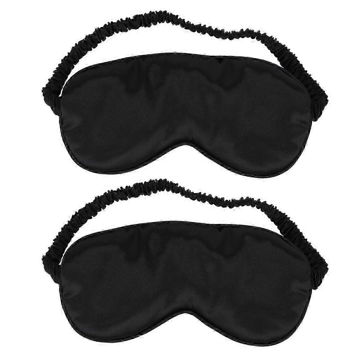 Sleeping Eye Mask Silk compatible with Shading 4Pcs Black with Adjustable Strap