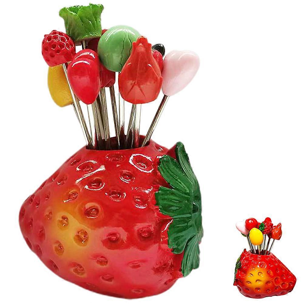 Fruit Fork Set with Stand for Kitchen Use 1Set Appetizer Sticks