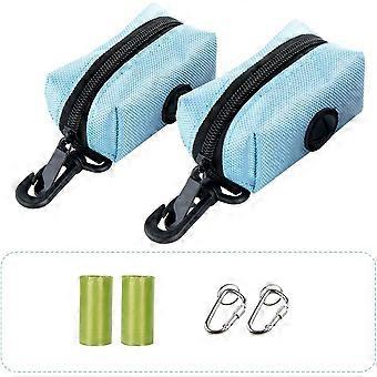 2 Pack Dog Poo Bag Holder. Poo Bag Dispenser for Lead with 2 Rolls Poo Waste Bags and 2 Steel Snap Link Hooks. Waterproof & Lightweight.Great for Runn