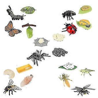 Elinkaaren hahmot Butterfly Spider Bee Leppäkerttu Sudenkorento, Muoviset hyönteisötökkähahmot lelu, Sch