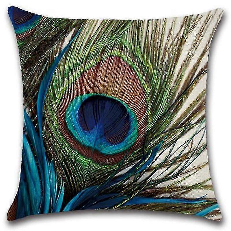 Peacock Feather Pattern Cushion Cover