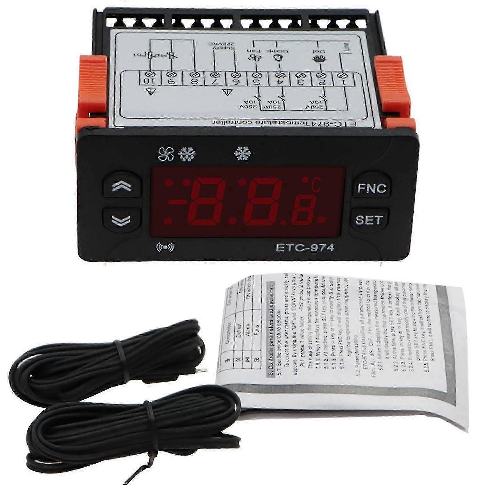 ETC-974 Digital Temperature Controller Alarm 220V Sensor