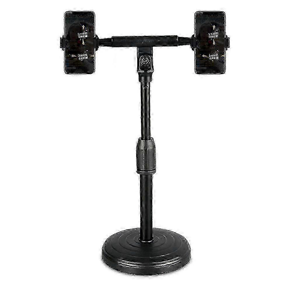 Adjustable Dual Devices Support Stand Live Streaming Phone Holder with Base