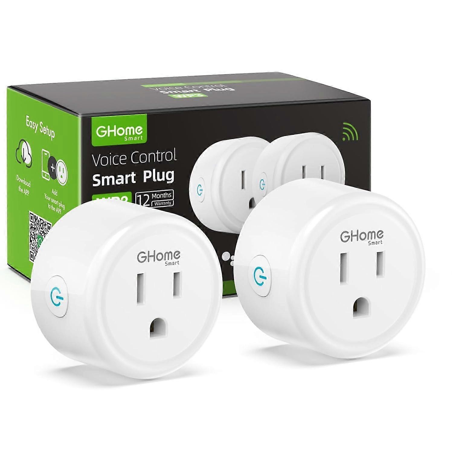 [Upgraded Version] GHome Smart Mini Plug Compatible with Alexa & Google Home, WiFi Outlet Socket Remote Control, Timer Function, Only Supports 2.4