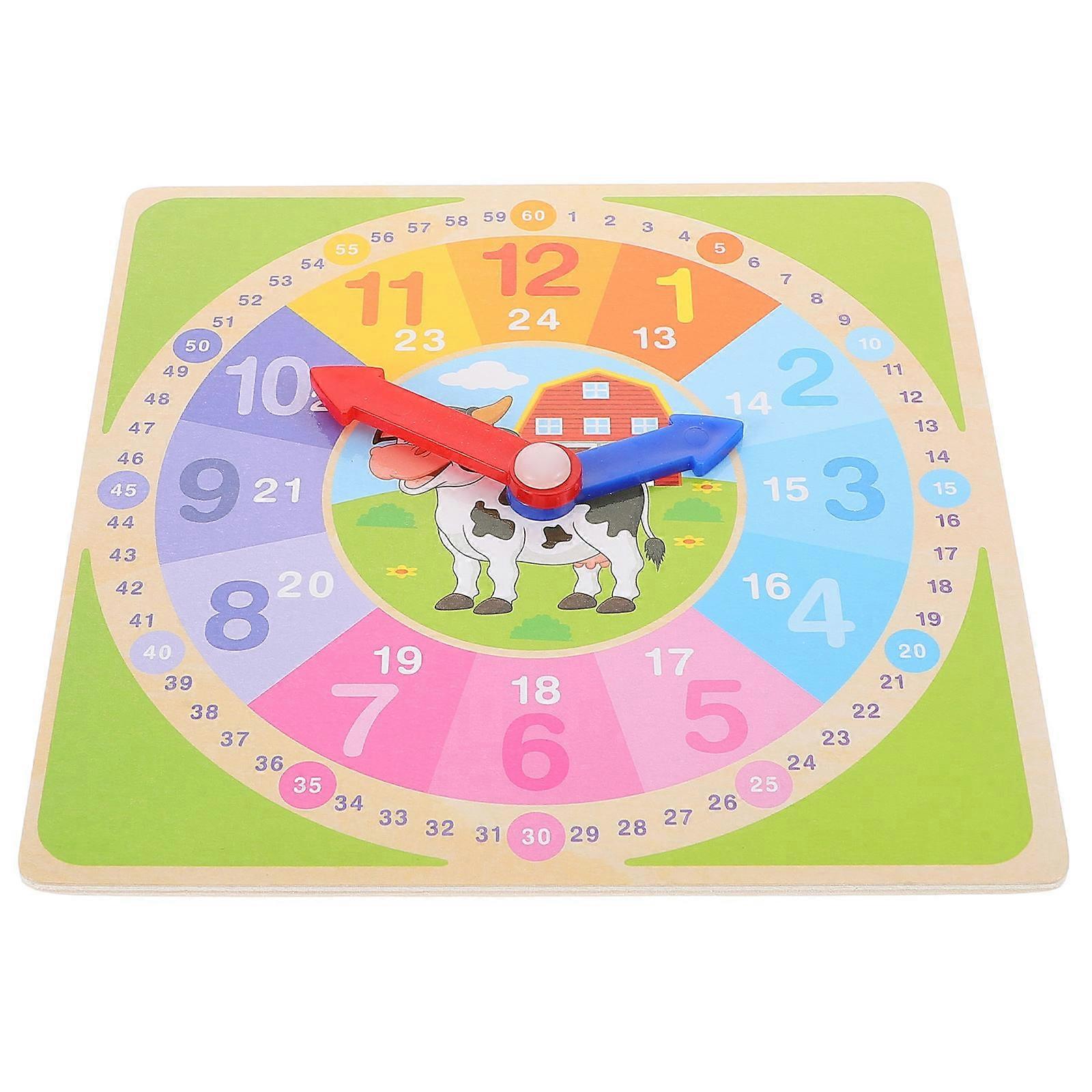 Wooden Teaching Clock Math Learning Teaching Clock Learning Time Clock Toy