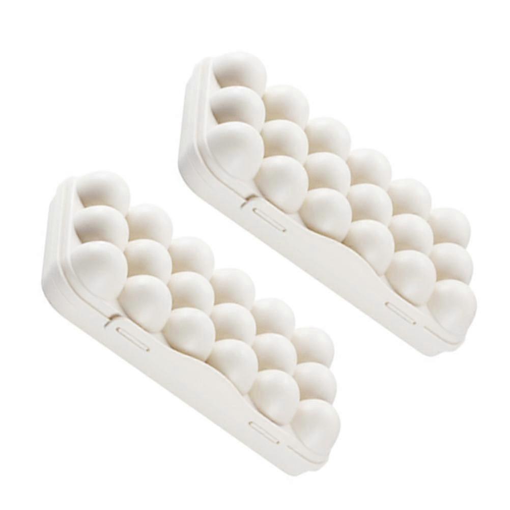 Egg Storage Box 2Pcs for Eggs Storage Stackable Khaki Refrigerator Holder