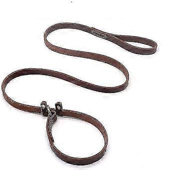 Real Leather Slip Lead Dog Leash, Adjustable Stitched Pet Slip Leads With Slider, Heavy Duty Flat Do