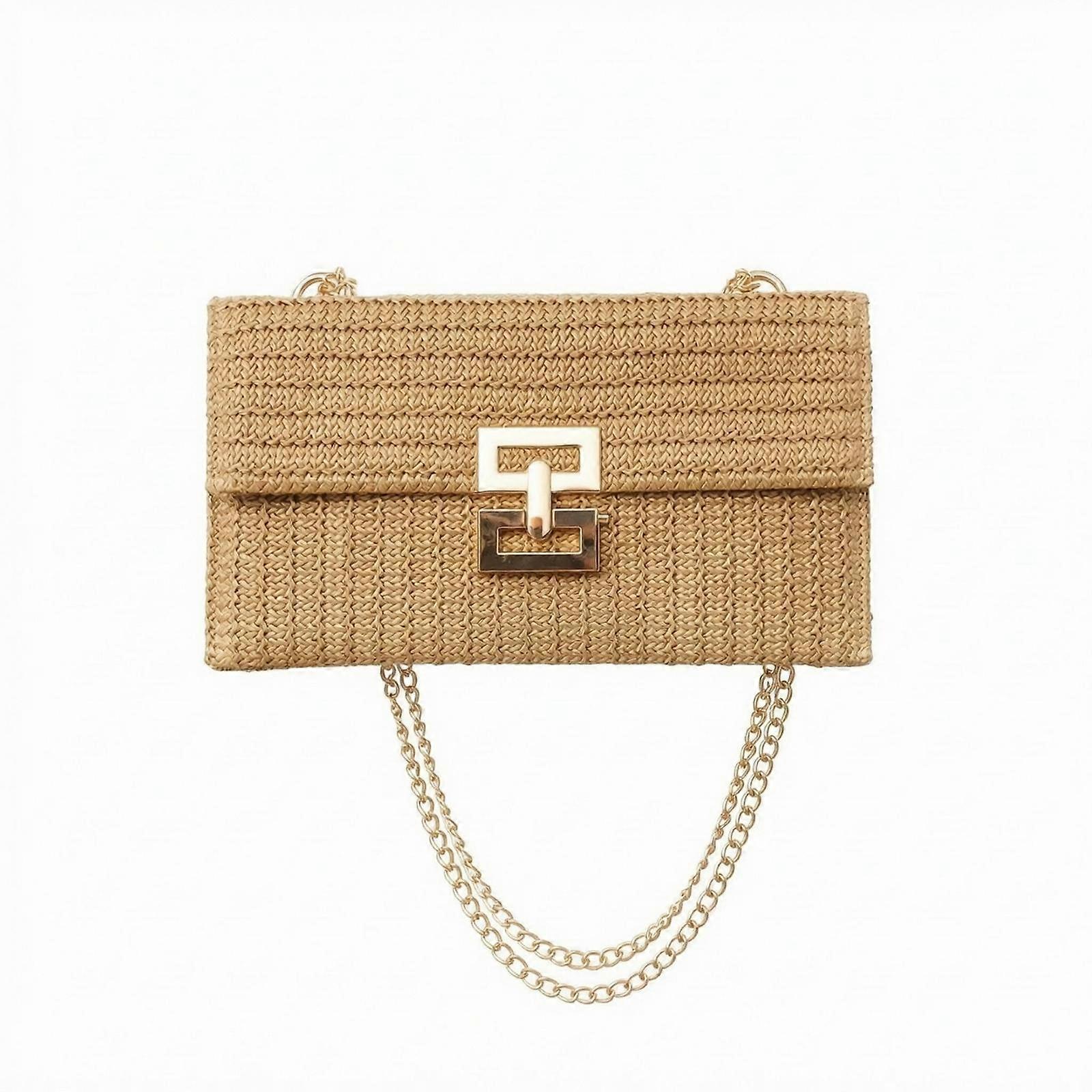 Woven Bag Flap Shoulder Bag Structured