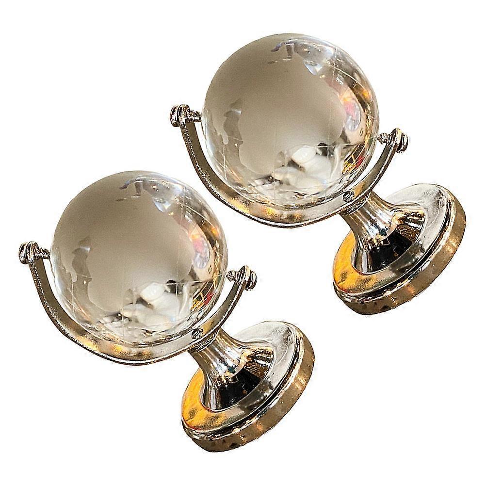 2pcs World Globe Designed Desktop Adornment Creative Globe Model Craft Decor