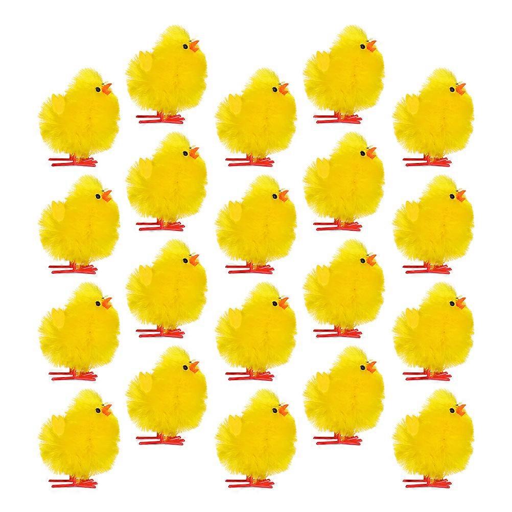 60pcs Mini Chicks Plastic Plush Chicken Figures Mini Chick Figurines Easter Mini Statue Decor