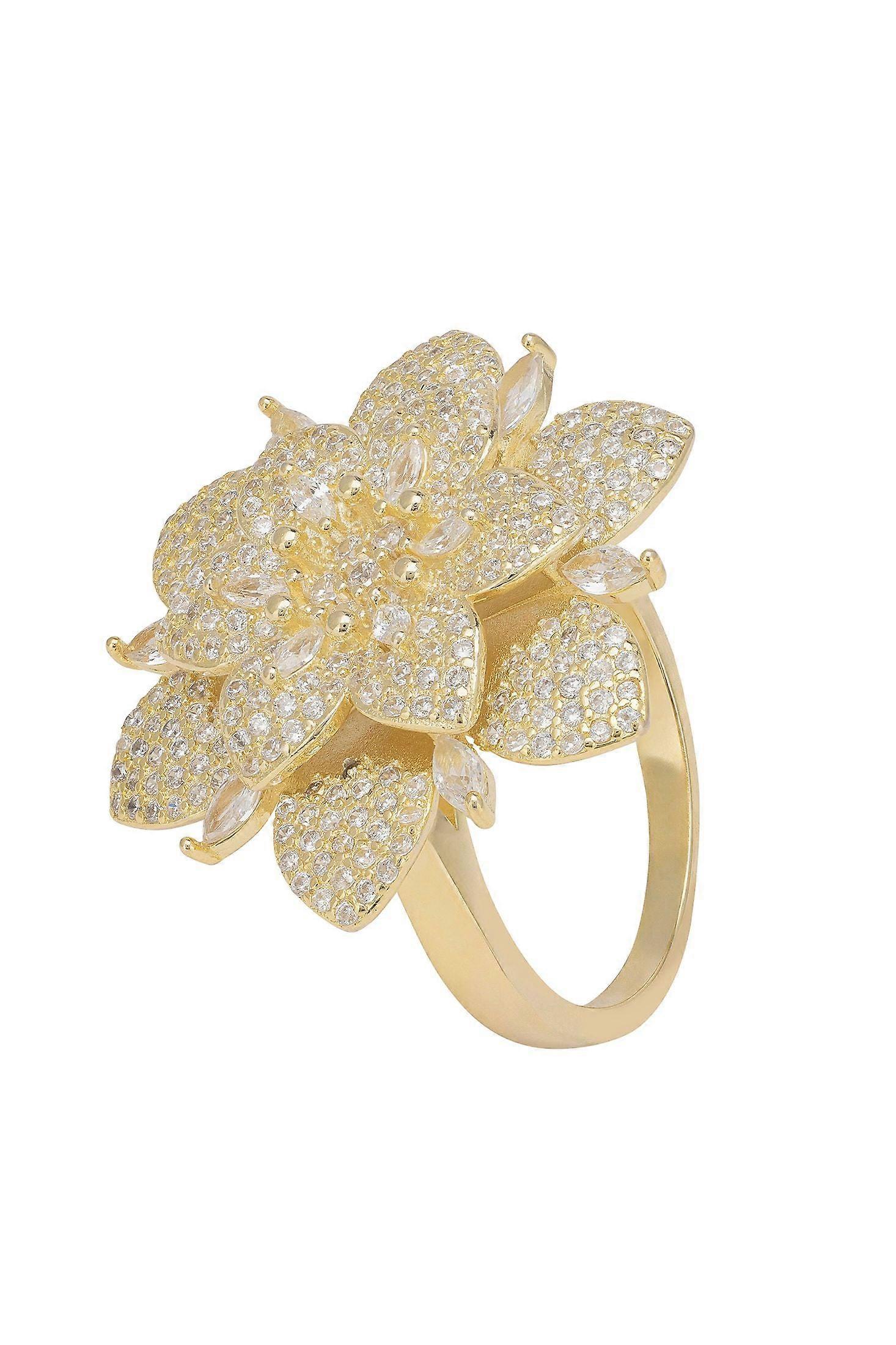 Primrose Flower Cocktail Ring Gold