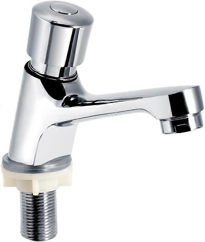 Chrome Basin Tap for Small Spaces, Rust-Resistant, Water-Saving Time-Delay