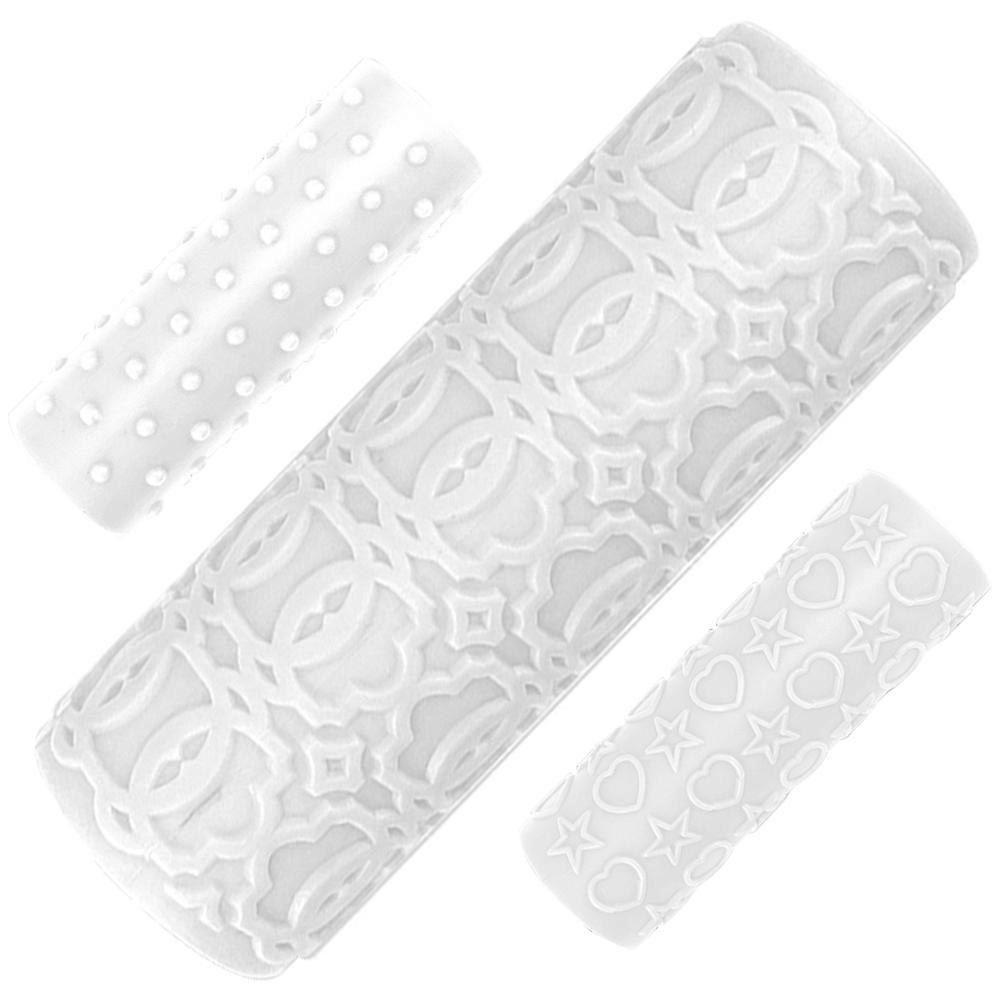Clay Twig Rollers Plastic Embossing Roller for Polymer Clay 3Pcs Kit