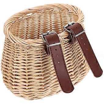 Children Basket Bike Front Basket Rattan 1Pcs Woven Wood Color