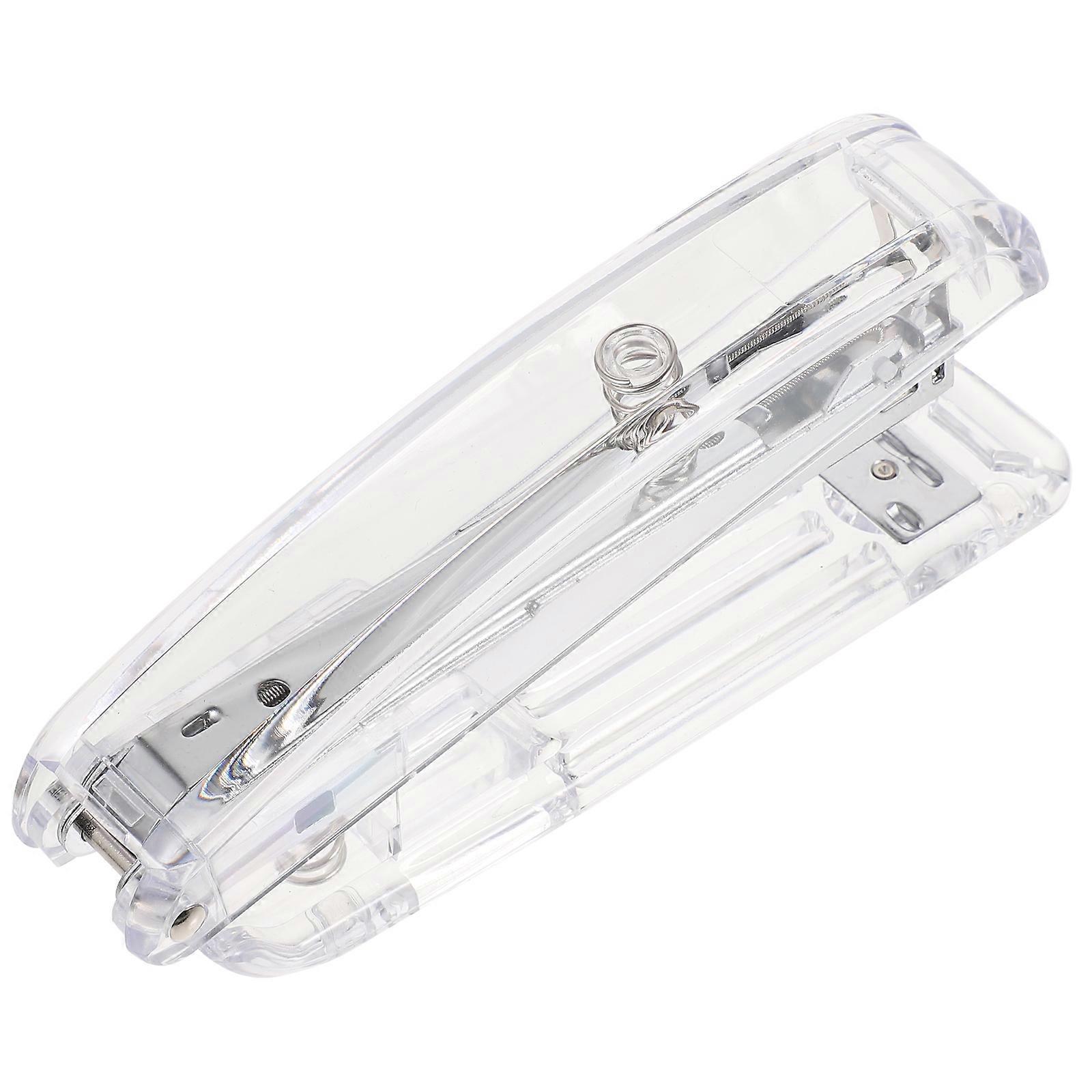 1pc Transparent Stapler Plastic Binding Machine Book Binding Tool Stapling Tool