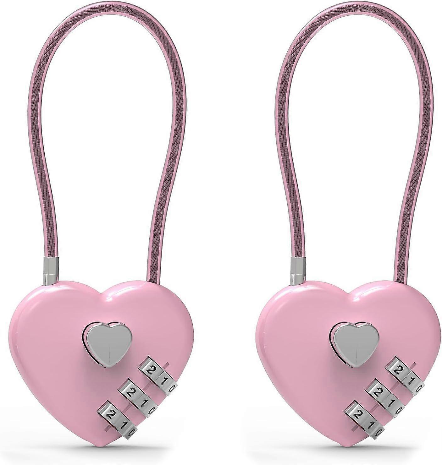 Small Combination Lock for Locker, Cable Lock with Code, Pink Padlock