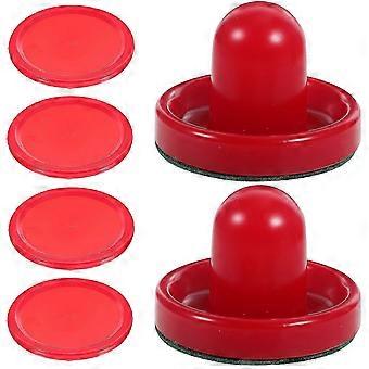 Air Hockey Pucks and Pushers 8pcs 76mm Replacement compatible with Air Hockey Tables Accessories Kit (Red)