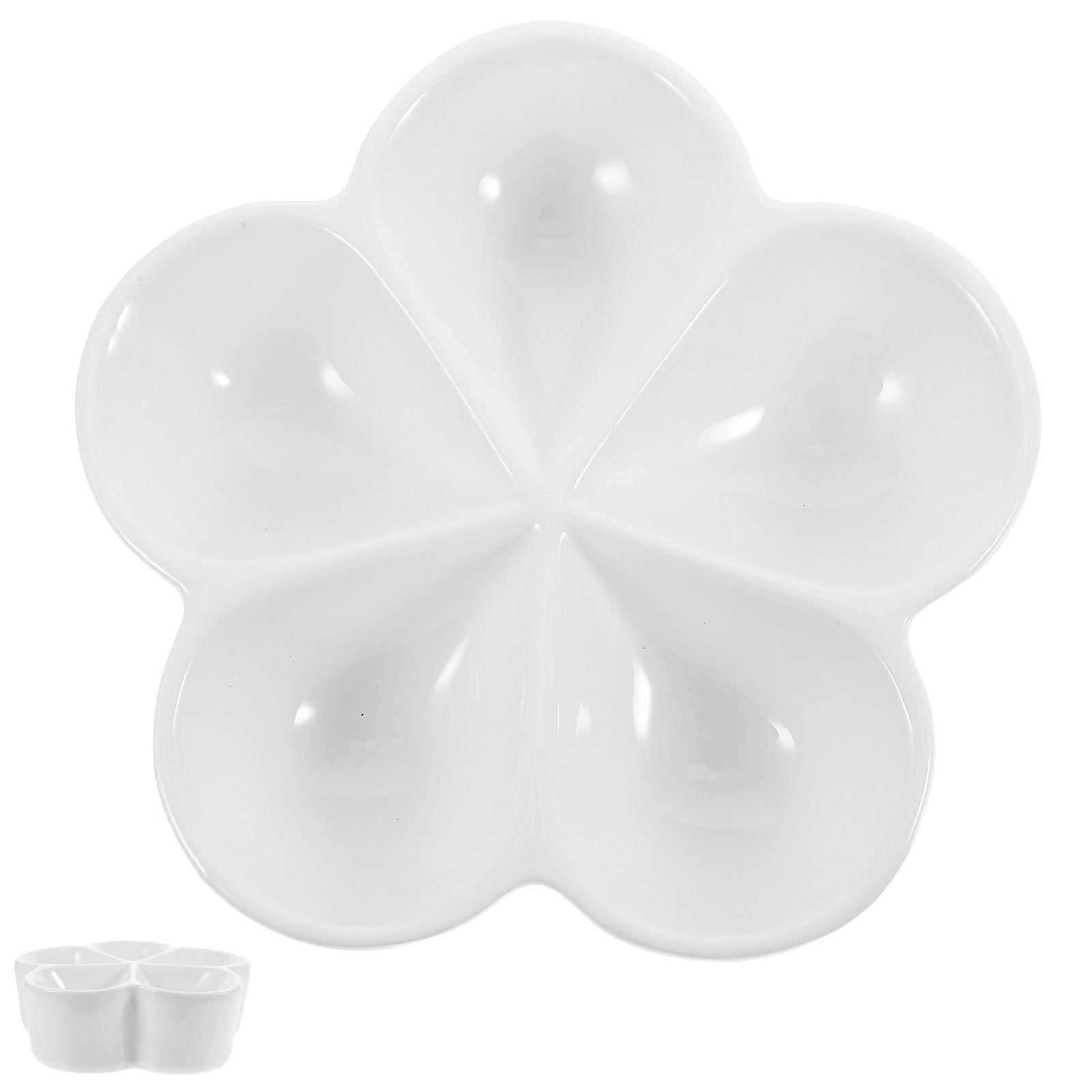 Ceramic Serving Platter Divided Tray for Storage Flower Shape Snack Tray