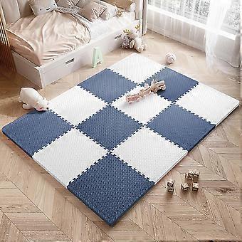 Foam Interlocking Floor Mats 24x24 Extra Thick TwoTone Puzzle Exercise Tiles Navy Blue and White 5pc