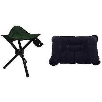 Folding Tripod Stool Lightweight Fishing Chair &amp; Folding Air Inflatable Pillow Double Sided Flocking Cushion YTQ