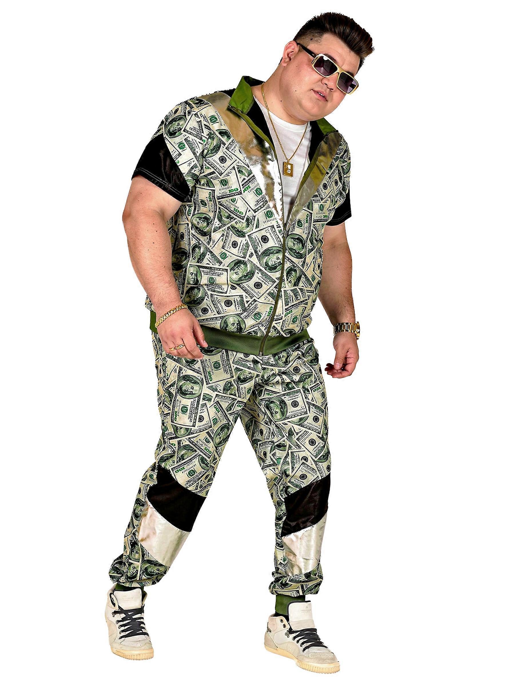 Plus size dollar bill tracksuit costume