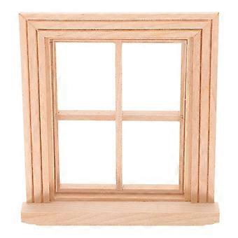 Minimöbelmodellfönster för dekoration med 1 st beige träminiatyrleksak