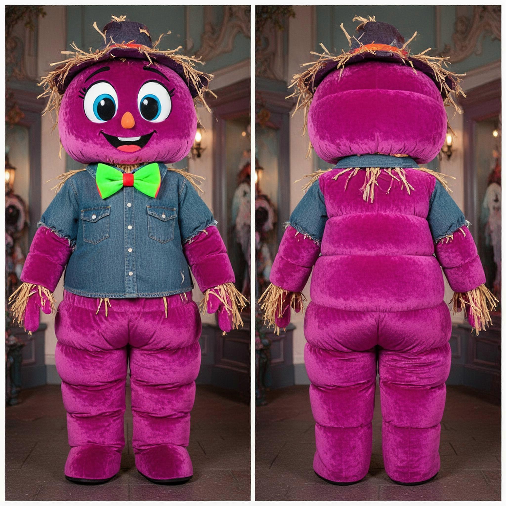 MASTICOT Magenta Smiling Scarecrow Mascot