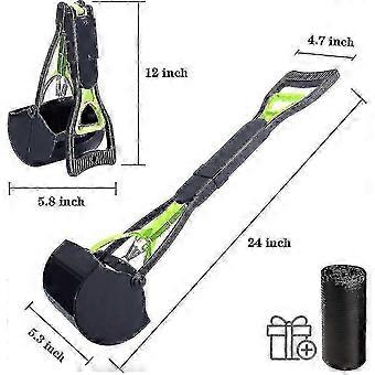 Foldable Dog Poop Scooper with Long Handle compatible with Large Small Dogs