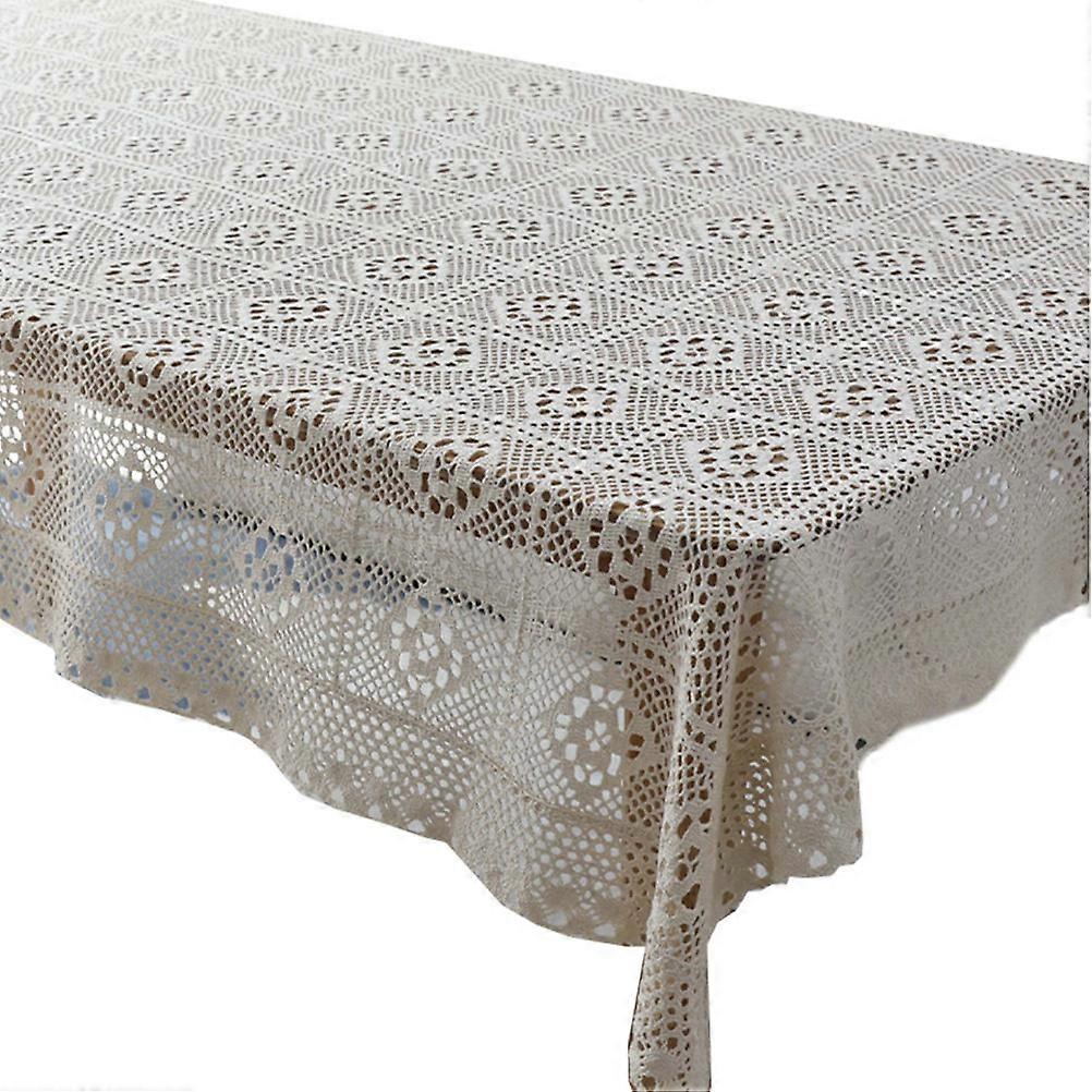 Beige Hook Crochet Tablecloth for Party Decoration Polyester Material