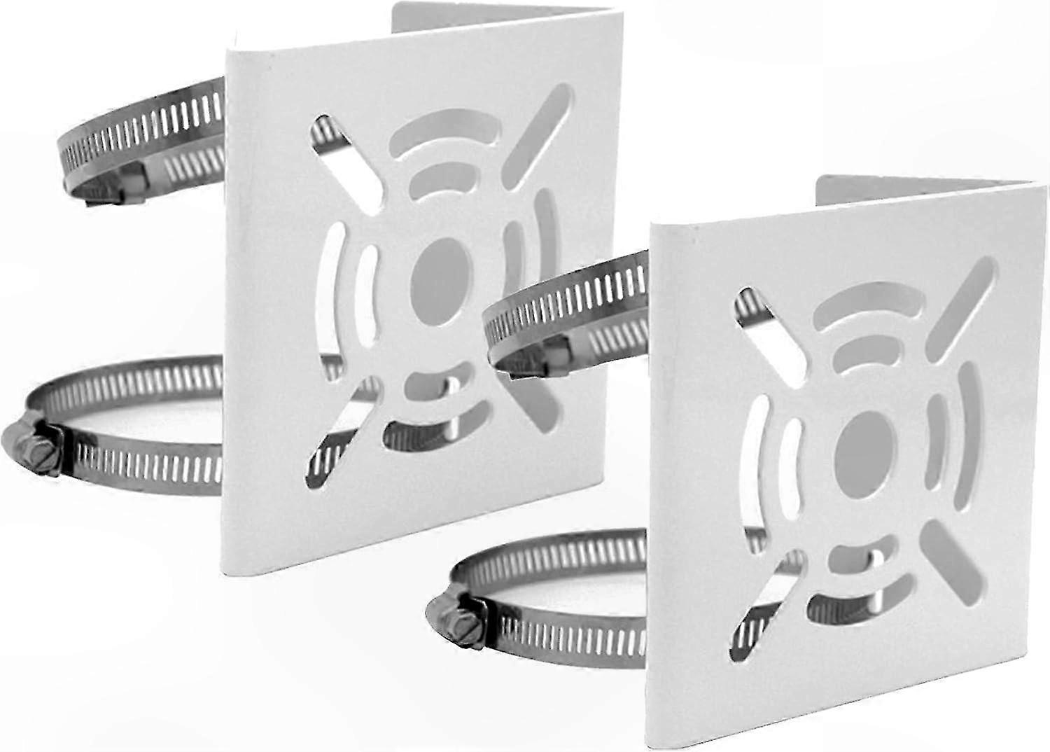 Solid Metal Universal Vertical Pole Mount for Security & CCTV Cameras, Corner Bracket with Buckles, 2-Pack Small Size